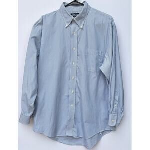 VTG Lands End Button Down Cotton Shirt Sz 16-32 Blue/White Stripe Prep Nautical